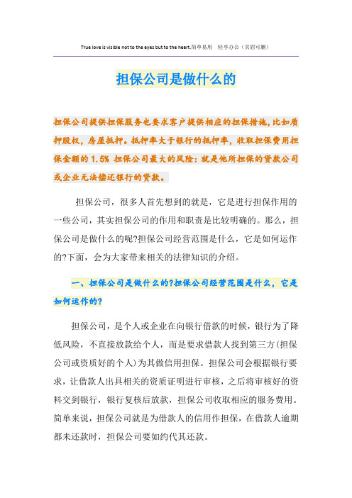 担保公司是做什么的