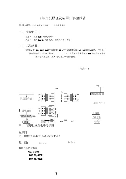 单片机数据区传送子程序数据排序实验