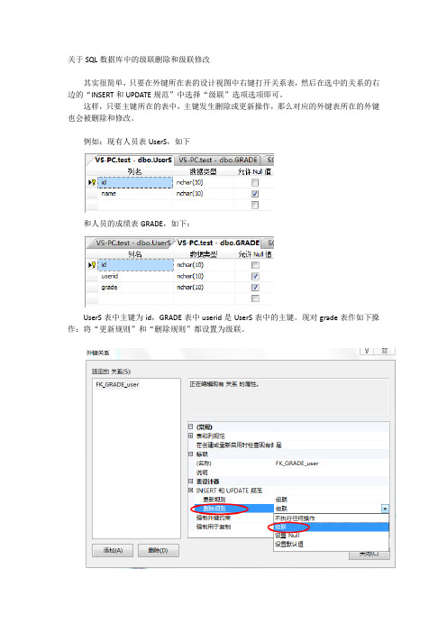 SQLServer级联删除+级联修改