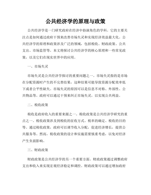 公共经济学的原理与政策