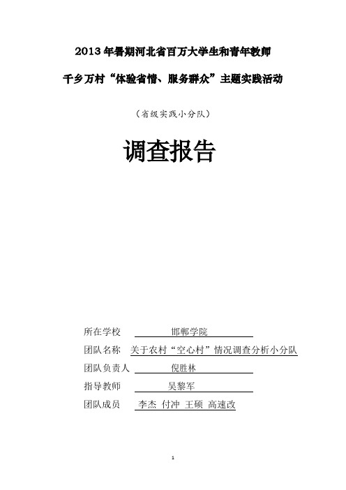 邯郸学院关于“空心村”问题研究报告