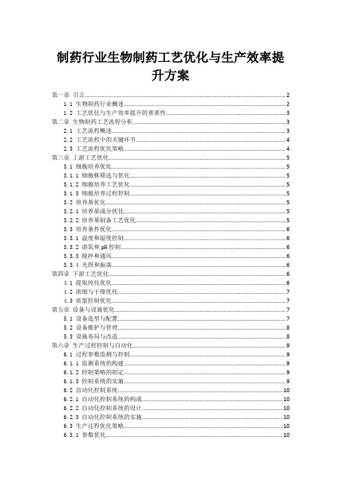 制药行业生物制药工艺优化与生产效率提升方案