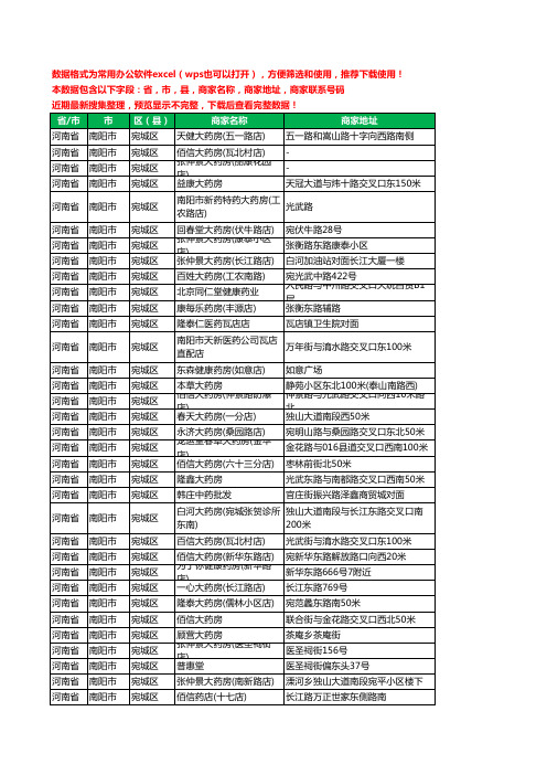 2020新版河南省南阳市宛城区药工商企业公司商家名录名单黄页联系电话号码地址大全439家