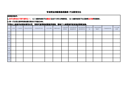 子女教育支出专项附加扣除信息采集表