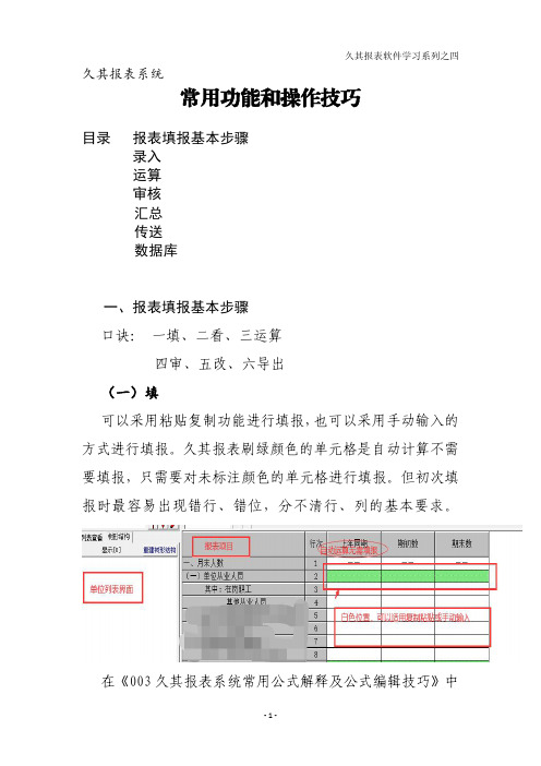 004久其报表系统常用功能和操作技巧