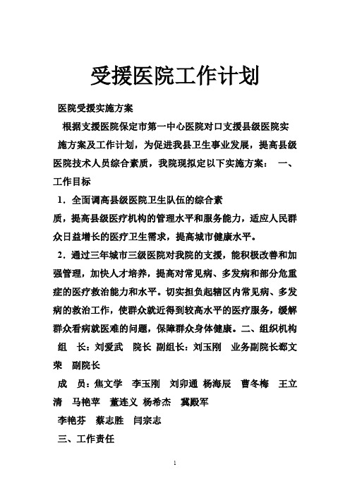 受援医院工作计划