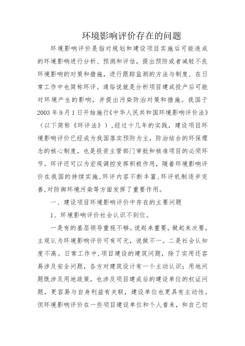 环境影响评价存在的问题