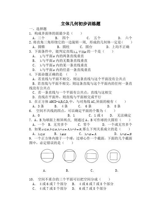 立体几何初步训练题