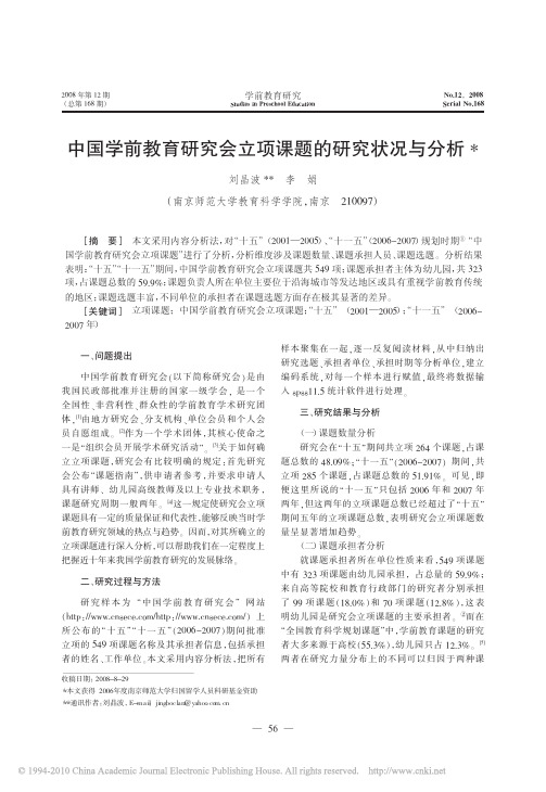 中国学前教育研究会立项课题的研究状况与分析_刘晶波