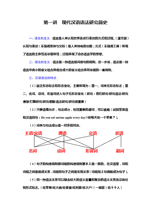 现代汉语语法简史