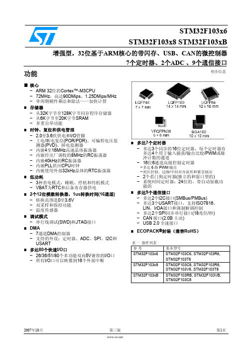 STM32F103+Datasheet+(Chinese)