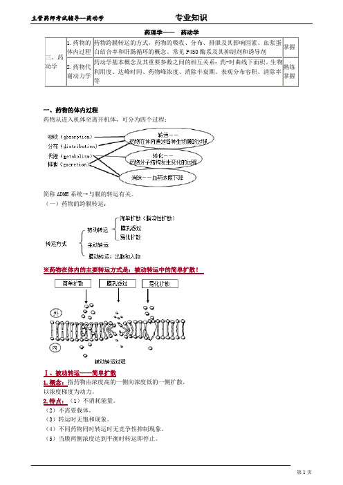 主管药师考试辅导--药动学