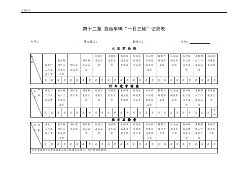 第十二章 货运车辆“一日三检”记录表