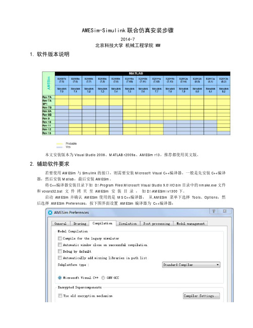 AMESim-Simulink联合仿真安装步骤2014-7