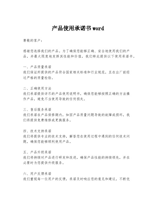 产品使用承诺书word