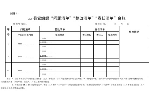 党组织“问题清单”“整改清单”“责任清单”三个清单台账模板