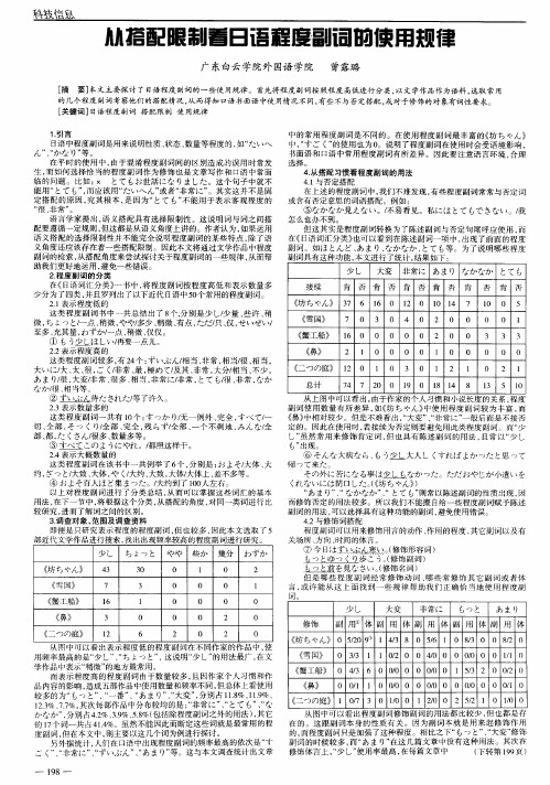 从搭配限制看日语程度副词的使用规律