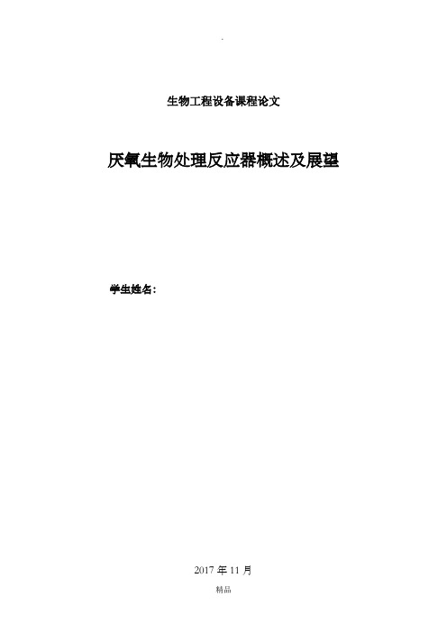 厌氧生物处理反应器概述及展望