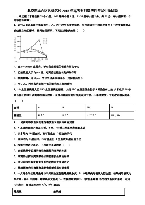 北京市丰台区达标名校2018年高考五月适应性考试生物试题含解析