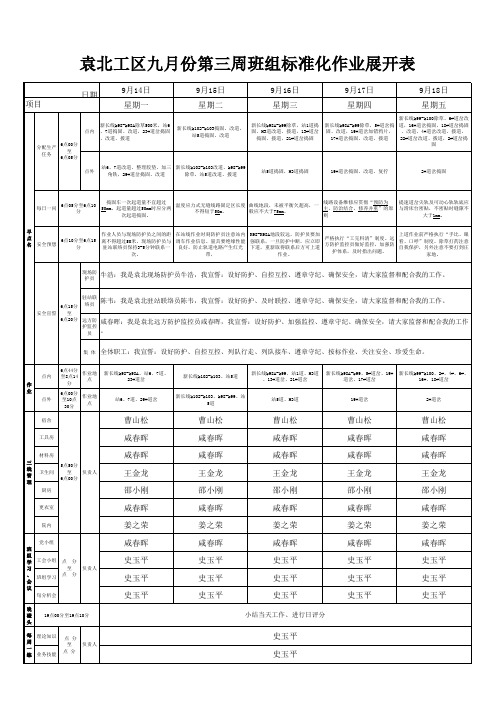 班组标准化作业展开表