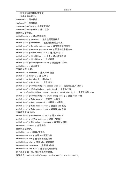 神州数码路由器及交换机配置命令