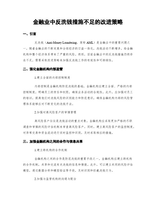 金融业中反洗钱措施不足的改进策略