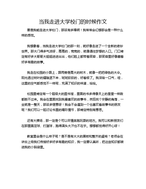 当我走进大学校门的时候作文