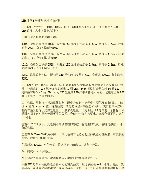 LED灯带6种常用规格术语解释(精)