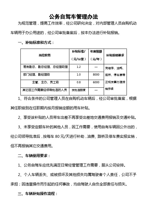 车辆补贴报销管理制度