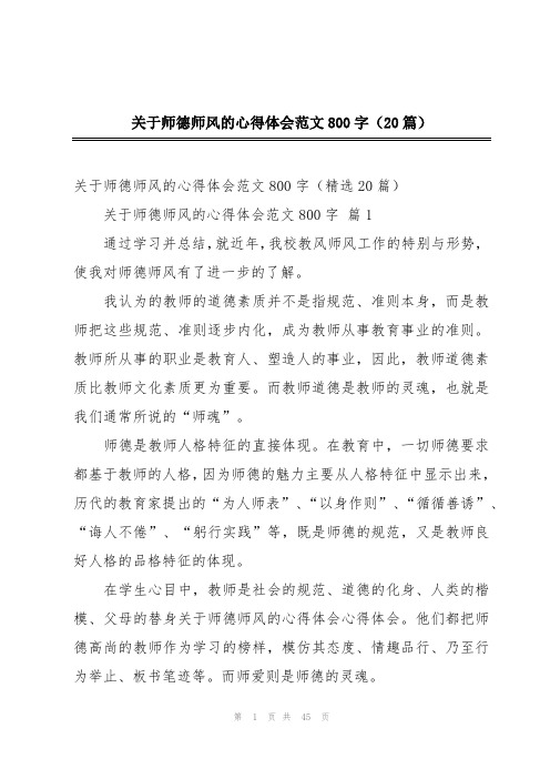 关于师德师风的心得体会范文800字(20篇)