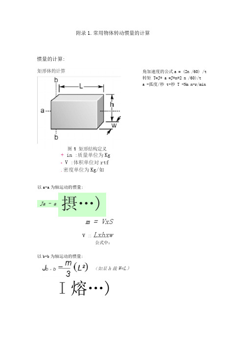 常用机构的转动惯量与扭矩的计算