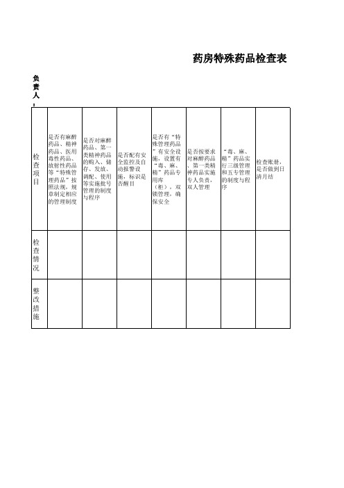 药房特殊药品检查表