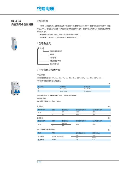 正泰NB1Z-63交直流小断