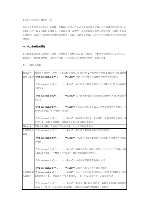 小儿用药特点和药物剂量计算Word 文档