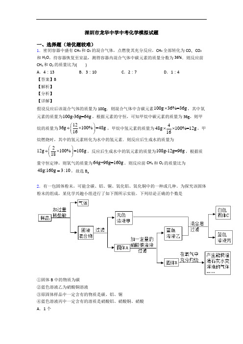 深圳市龙华中学中考化学模拟试题