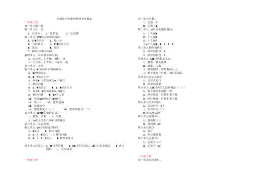 2012人教版小学数学1-6年级目录