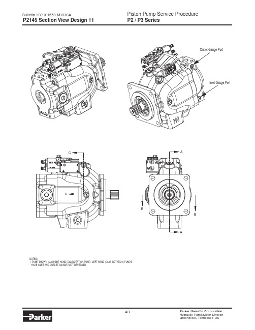 Parker Hannifin 公司 P2 P3系列气动泵系列用户操作手册说明书