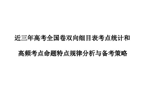 2021届高三化学二轮复习《近三年高考全国卷双向细目表考点统计和高频考点命题特点规律分析与备考策略》