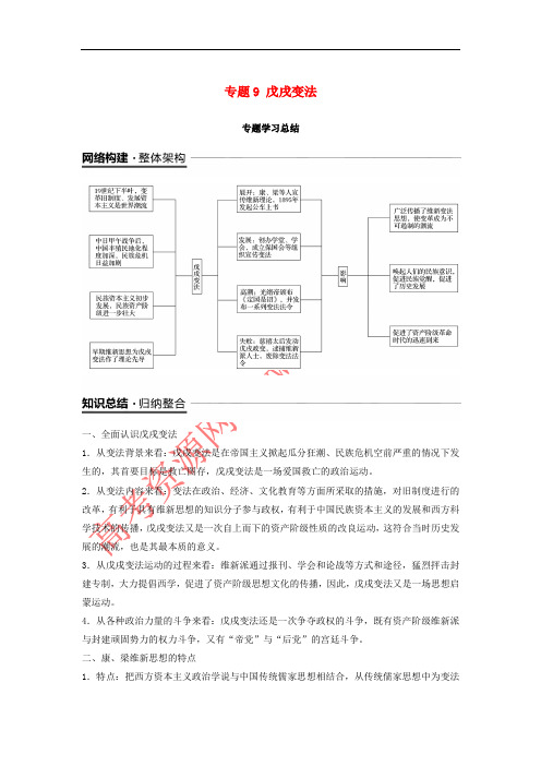 (全国通用版)2018-2019版高中历史 专题九 戊戌变法专题学习总结学案 人民版选修1