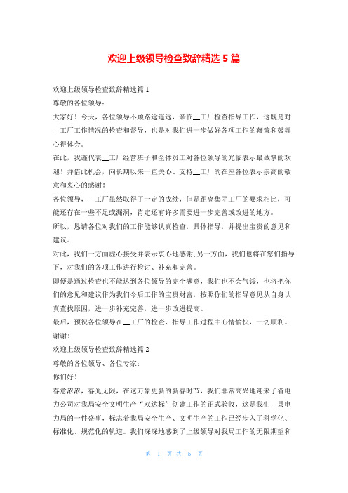 欢迎上级领导检查致辞精选5篇学到文库