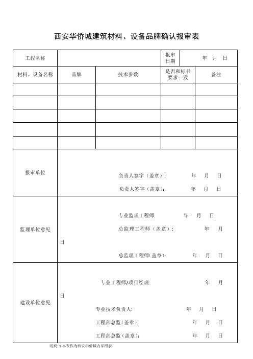 材料品牌确认报审表