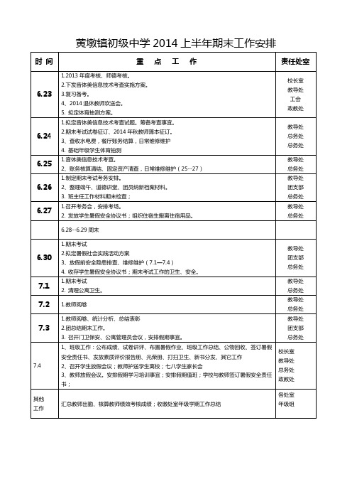 黄墩镇初级中学期末工作安排 (1)