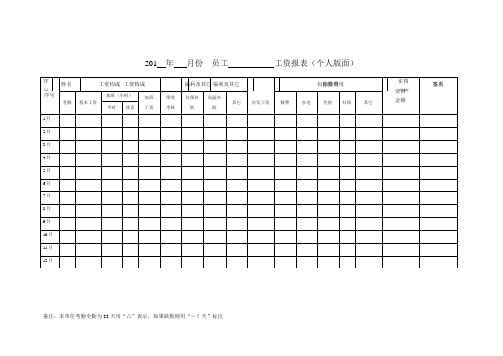 个人和多人标准版面工资表