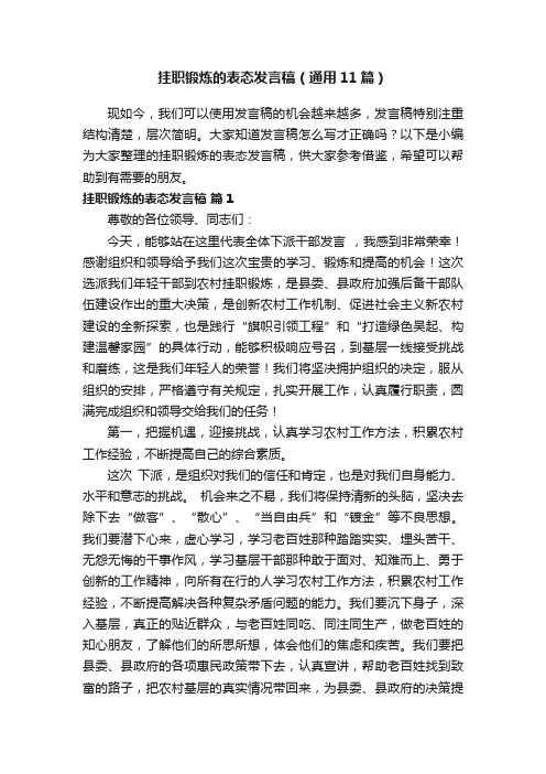 挂职锻炼的表态发言稿（通用11篇）