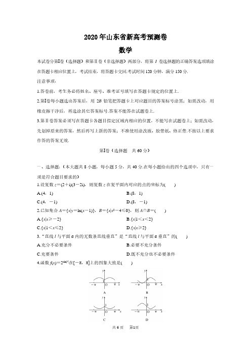 2020届山东省高三新高考模拟考试数学试卷及答案