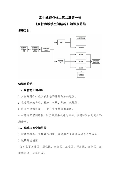 高中地理必修二第二章第一节《乡村和城镇空间结构》知识点总结