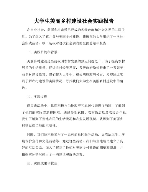 大学生美丽乡村建设社会实践报告