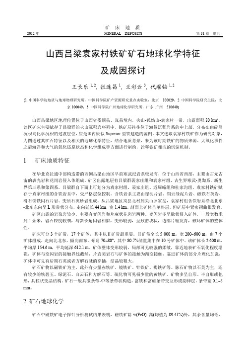 山西吕梁袁家村铁矿矿石地球化学特征及成因探讨