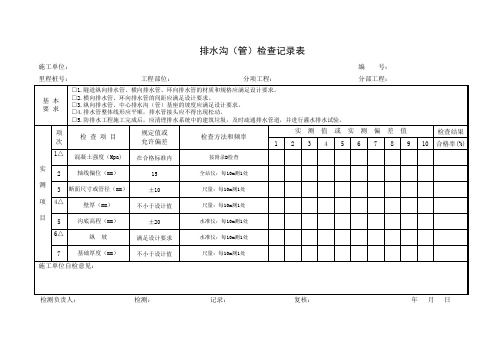 排水沟(管)检查记录表