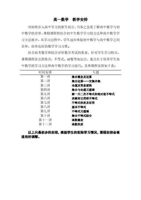 高中数学(暑假)静安闸北恒高一对一数学补习班